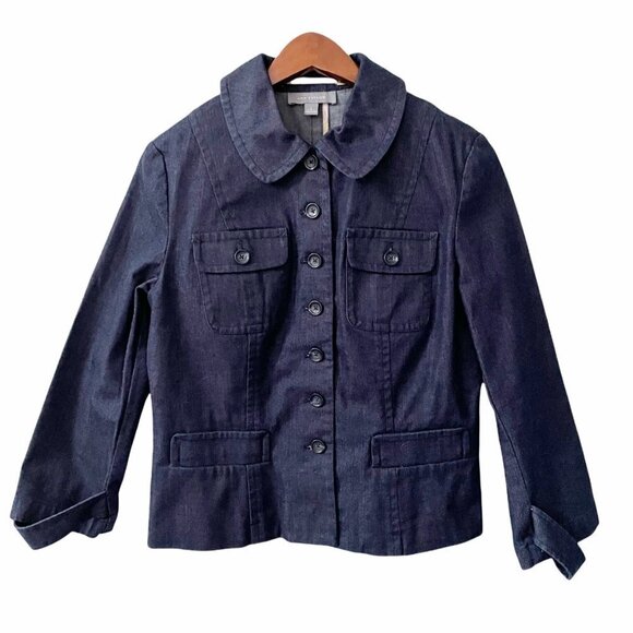 Ann Taylor Jackets & Blazers - Ann Taylor Blue Button Up Denim Jacket Women’s Size 4 Pockets Peter Pan Collar